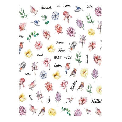 Κόλλα πλάτης Αυτοκόλλητα νυχιών Ακουαρέλα Χρώμα Λουλούδια Χαλκομανίες για Χαλκομανίες Νυχιών Art Beauty Ation Αξεσουάρ Μανικιούρ Σύρτες νυχιών
