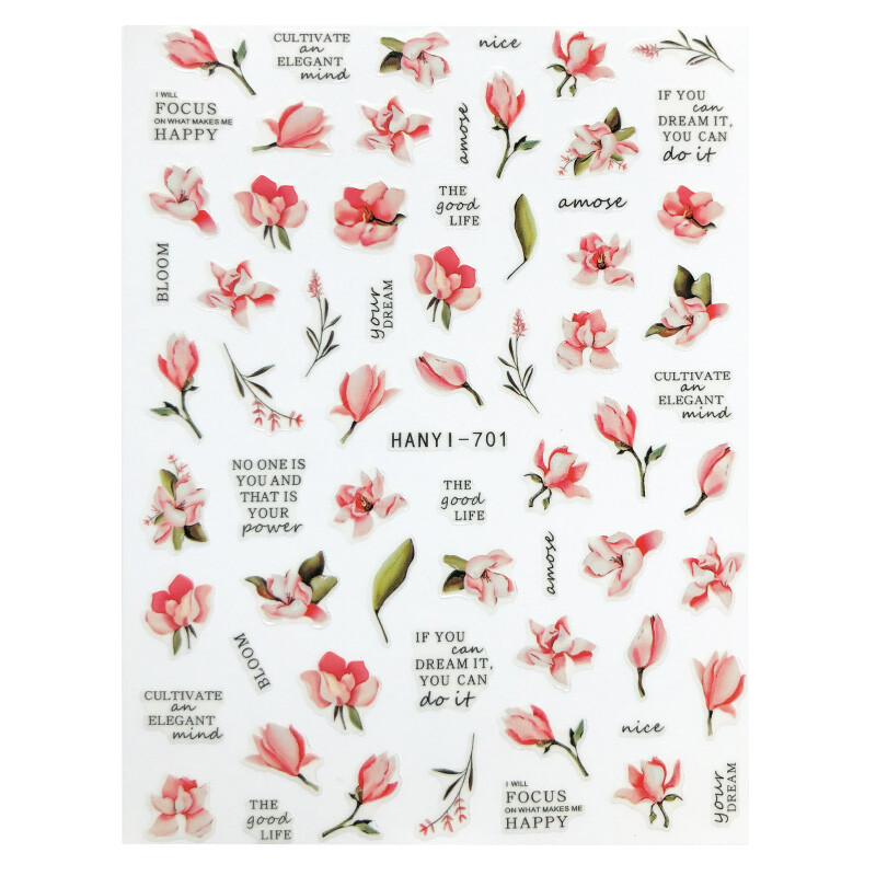 Κόλλα πλάτης Αυτοκόλλητα νυχιών Ακουαρέλα Χρώμα Λουλούδια Χαλκομανίες για Χαλκομανίες Νυχιών Art Beauty Ation Αξεσουάρ Μανικιούρ Σύρτες νυχιών