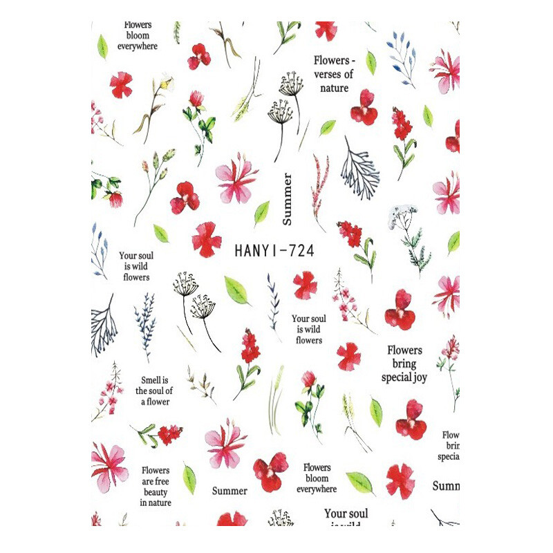 Κόλλα πλάτης Αυτοκόλλητα νυχιών Ακουαρέλα Χρώμα Λουλούδια Χαλκομανίες για Χαλκομανίες Νυχιών Art Beauty Ation Αξεσουάρ Μανικιούρ Σύρτες νυχιών