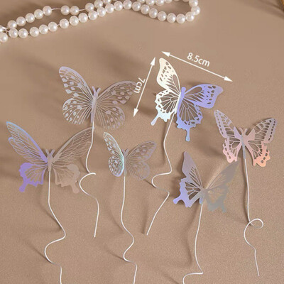 1 комплект украса за торта с пеперуди Парти консумативи Направи си сам 3D топ за торта с пеперуди Декоративна вложка за сватбена торта за рожден ден Аксесоари