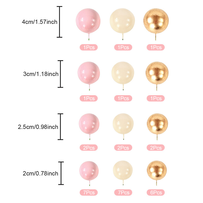 32 bucăți/set bile pentru tort, aur roz, perle, steaguri pentru cupcake pentru copii, petrecere de aniversare, decorațiuni de nuntă, baby shower