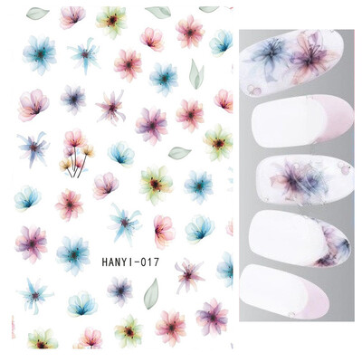 Τρισδιάστατη κόλλα πλάτης Αυτοκόλλητα νυχιών Ακουαρέλα Λουλούδια Ροζ Ροδάκινο άνθη κερασιάς Αυτοκόλλητα Beauty Decals για νύχια