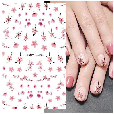 Τρισδιάστατη κόλλα πλάτης Αυτοκόλλητα νυχιών Ακουαρέλα Λουλούδια Ροζ Ροδάκινο άνθη κερασιάς Αυτοκόλλητα Beauty Decals για νύχια