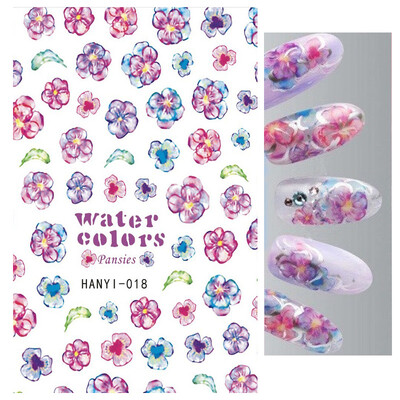 Τρισδιάστατη κόλλα πλάτης Αυτοκόλλητα νυχιών Ακουαρέλα Λουλούδια Ροζ Ροδάκινο άνθη κερασιάς Αυτοκόλλητα Beauty Decals για νύχια