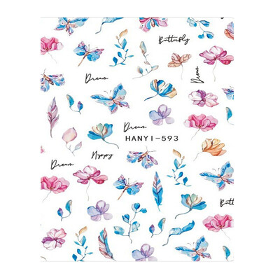 Τρισδιάστατη κόλλα πλάτης Αυτοκόλλητα νυχιών Ακουαρέλα Λουλούδια Ροζ Ροδάκινο άνθη κερασιάς Αυτοκόλλητα Beauty Decals για νύχια