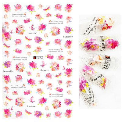 Τρισδιάστατη κόλλα πλάτης Αυτοκόλλητα νυχιών Ακουαρέλα Λουλούδια Ροζ Ροδάκινο άνθη κερασιάς Αυτοκόλλητα Beauty Decals για νύχια