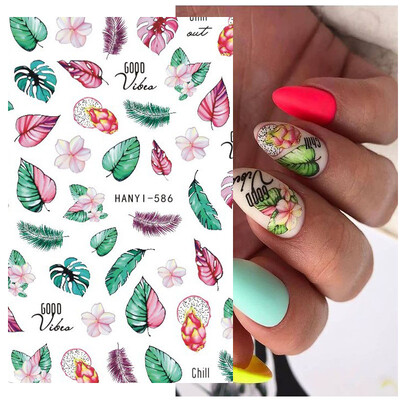 Τρισδιάστατη κόλλα πλάτης Αυτοκόλλητα νυχιών Ακουαρέλα Λουλούδια Ροζ Ροδάκινο άνθη κερασιάς Αυτοκόλλητα Beauty Decals για νύχια