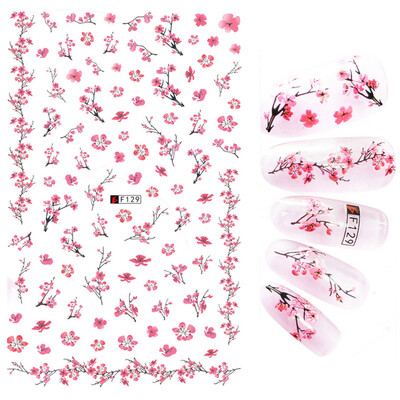Τρισδιάστατη κόλλα πλάτης Αυτοκόλλητα νυχιών Ακουαρέλα Λουλούδια Ροζ Ροδάκινο άνθη κερασιάς Αυτοκόλλητα Beauty Decals για νύχια