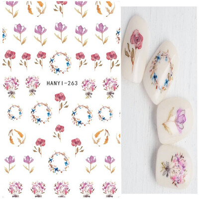 Τρισδιάστατη κόλλα πλάτης Αυτοκόλλητα νυχιών Ακουαρέλα Λουλούδια Ροζ Ροδάκινο άνθη κερασιάς Αυτοκόλλητα Beauty Decals για νύχια