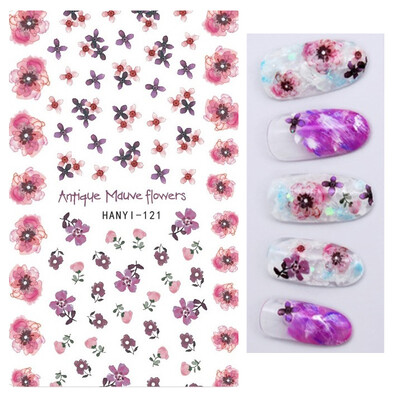 Τρισδιάστατη κόλλα πλάτης Αυτοκόλλητα νυχιών Ακουαρέλα Λουλούδια Ροζ Ροδάκινο άνθη κερασιάς Αυτοκόλλητα Beauty Decals για νύχια