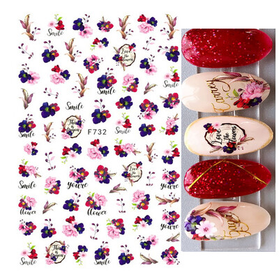 Τρισδιάστατη κόλλα πλάτης Αυτοκόλλητα νυχιών Ακουαρέλα Λουλούδια Ροζ Ροδάκινο άνθη κερασιάς Αυτοκόλλητα Beauty Decals για νύχια
