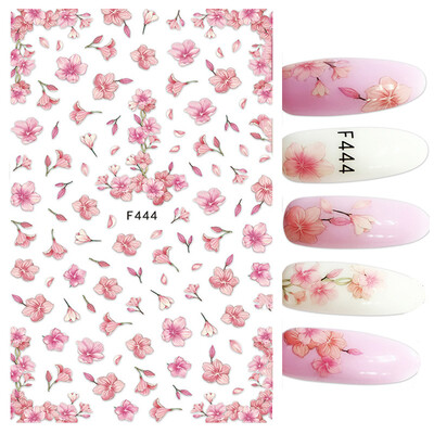 Τρισδιάστατη κόλλα πλάτης Αυτοκόλλητα νυχιών Ακουαρέλα Λουλούδια Ροζ Ροδάκινο άνθη κερασιάς Αυτοκόλλητα Beauty Decals για νύχια