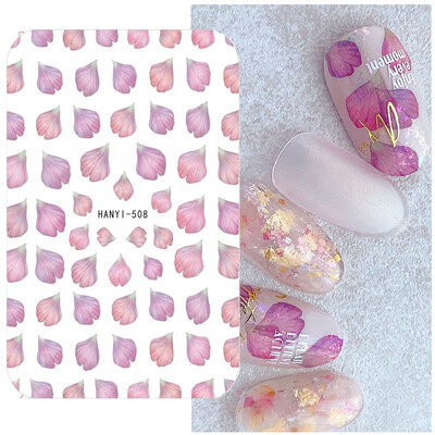 Τρισδιάστατη κόλλα πλάτης Αυτοκόλλητα νυχιών Ακουαρέλα Λουλούδια Ροζ Ροδάκινο άνθη κερασιάς Αυτοκόλλητα Beauty Decals για νύχια