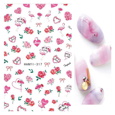 Τρισδιάστατη κόλλα πλάτης Αυτοκόλλητα νυχιών Ακουαρέλα Λουλούδια Ροζ Ροδάκινο άνθη κερασιάς Αυτοκόλλητα Beauty Decals για νύχια