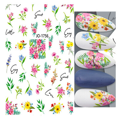 Τρισδιάστατη κόλλα πλάτης Αυτοκόλλητα νυχιών Ακουαρέλα Λουλούδια Ροζ Ροδάκινο άνθη κερασιάς Αυτοκόλλητα Beauty Decals για νύχια