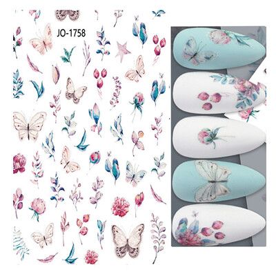 Τρισδιάστατη κόλλα πλάτης Αυτοκόλλητα νυχιών Ακουαρέλα Λουλούδια Ροζ Ροδάκινο άνθη κερασιάς Αυτοκόλλητα Beauty Decals για νύχια