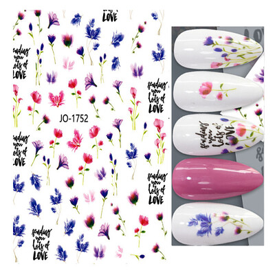 Τρισδιάστατη κόλλα πλάτης Αυτοκόλλητα νυχιών Ακουαρέλα Λουλούδια Ροζ Ροδάκινο άνθη κερασιάς Αυτοκόλλητα Beauty Decals για νύχια