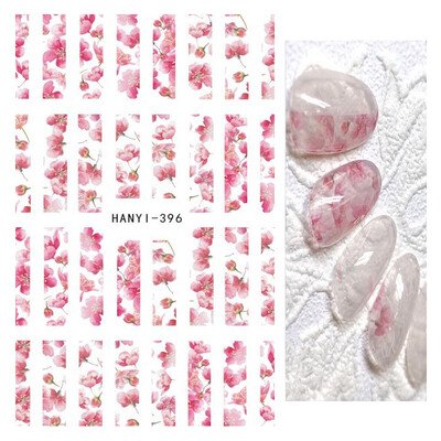Τρισδιάστατη κόλλα πλάτης Αυτοκόλλητα νυχιών Ακουαρέλα Λουλούδια Ροζ Ροδάκινο άνθη κερασιάς Αυτοκόλλητα Beauty Decals για νύχια