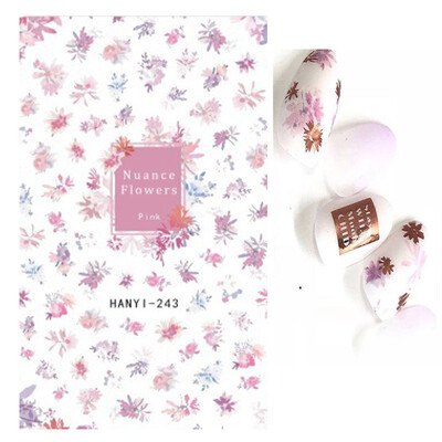 Τρισδιάστατη κόλλα πλάτης Αυτοκόλλητα νυχιών Ακουαρέλα Λουλούδια Ροζ Ροδάκινο άνθη κερασιάς Αυτοκόλλητα Beauty Decals για νύχια