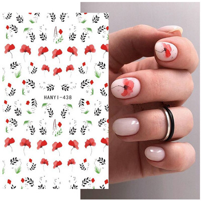 Τρισδιάστατη κόλλα πλάτης Αυτοκόλλητα νυχιών Ακουαρέλα Λουλούδια Ροζ Ροδάκινο άνθη κερασιάς Αυτοκόλλητα Beauty Decals για νύχια