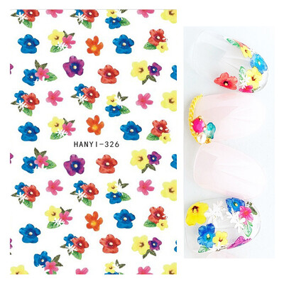 Τρισδιάστατη κόλλα πλάτης Αυτοκόλλητα νυχιών Ακουαρέλα Λουλούδια Ροζ Ροδάκινο άνθη κερασιάς Αυτοκόλλητα Beauty Decals για νύχια