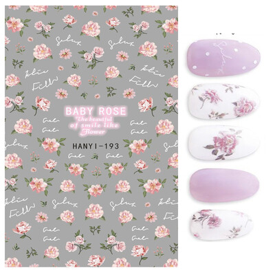 Τρισδιάστατη κόλλα πλάτης Αυτοκόλλητα νυχιών Ακουαρέλα Λουλούδια Ροζ Ροδάκινο άνθη κερασιάς Αυτοκόλλητα Beauty Decals για νύχια