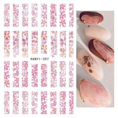 Τρισδιάστατη κόλλα πλάτης Αυτοκόλλητα νυχιών Ακουαρέλα Λουλούδια Ροζ Ροδάκινο άνθη κερασιάς Αυτοκόλλητα Beauty Decals για νύχια