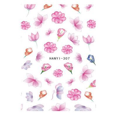 Τρισδιάστατη κόλλα πλάτης Αυτοκόλλητα νυχιών Ακουαρέλα Λουλούδια Ροζ Ροδάκινο άνθη κερασιάς Αυτοκόλλητα Beauty Decals για νύχια