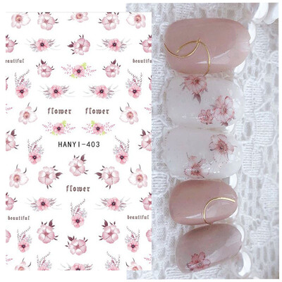 Τρισδιάστατη κόλλα πλάτης Αυτοκόλλητα νυχιών Ακουαρέλα Λουλούδια Ροζ Ροδάκινο άνθη κερασιάς Αυτοκόλλητα Beauty Decals για νύχια