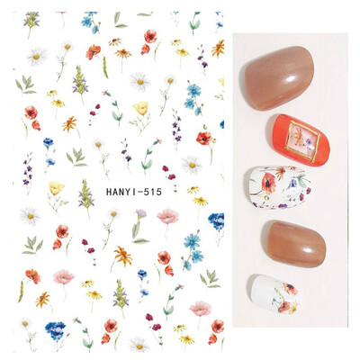 Τρισδιάστατη κόλλα πλάτης Αυτοκόλλητα νυχιών Ακουαρέλα Λουλούδια Ροζ Ροδάκινο άνθη κερασιάς Αυτοκόλλητα Beauty Decals για νύχια