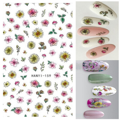 Τρισδιάστατη κόλλα πλάτης Αυτοκόλλητα νυχιών Ακουαρέλα Λουλούδια Ροζ Ροδάκινο άνθη κερασιάς Αυτοκόλλητα Beauty Decals για νύχια