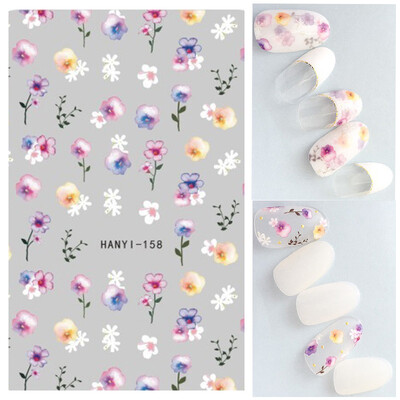 Τρισδιάστατη κόλλα πλάτης Αυτοκόλλητα νυχιών Ακουαρέλα Λουλούδια Ροζ Ροδάκινο άνθη κερασιάς Αυτοκόλλητα Beauty Decals για νύχια