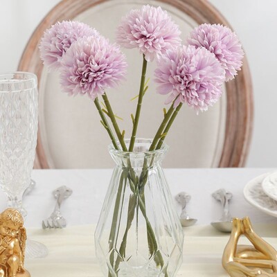 5 vnt dirbtinių kiaulpienių gėlių netikrų hortenzijų puokštė namų kambariui, vazos dekoravimui sodo vakarėliui, vestuvėms, nuotakai, Kalėdoms