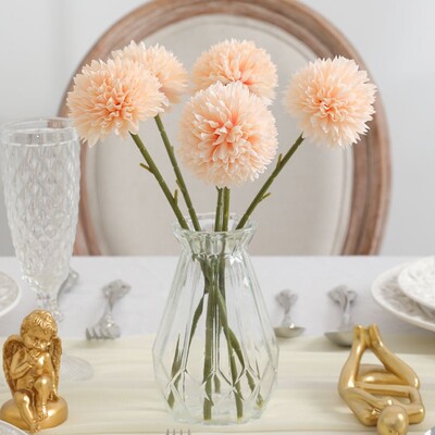 5 vnt dirbtinių kiaulpienių gėlių netikrų hortenzijų puokštė namų kambariui, vazos dekoravimui sodo vakarėliui, vestuvėms, nuotakai, Kalėdoms