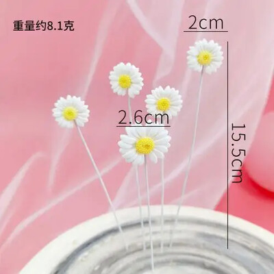 5 buc. flori colorate Topper pentru tort La mulți ani, ceramică moale, petrecere de aniversare, decorare desert pentru baby shower, consumabile pentru copt