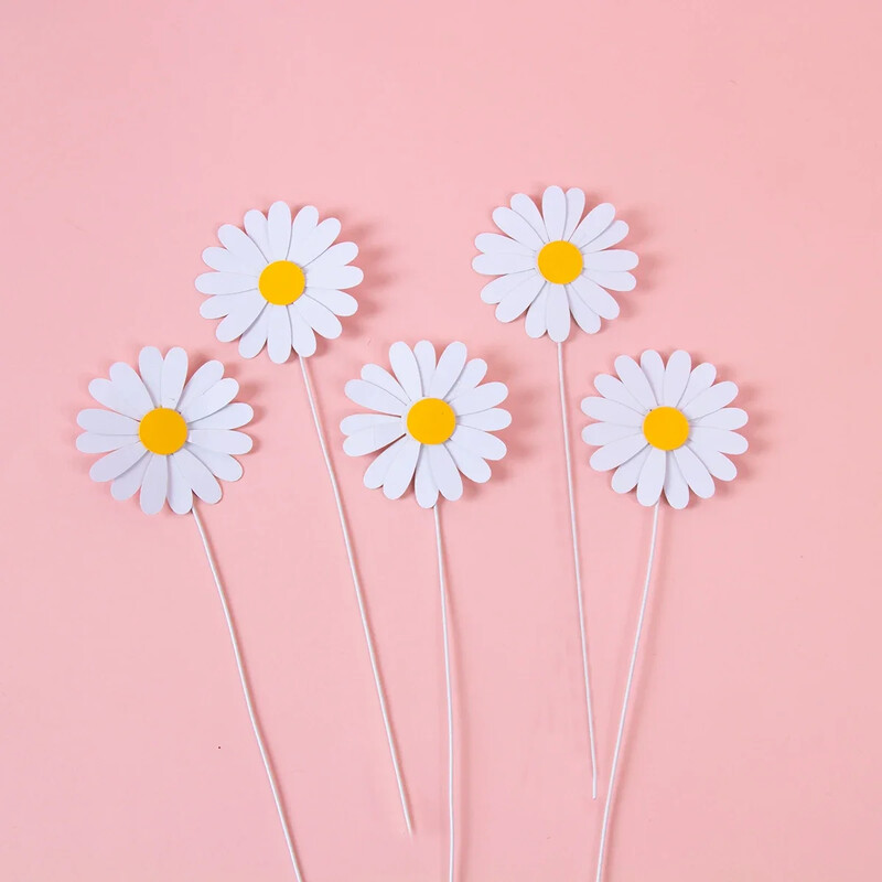 5 buc. flori colorate Topper pentru tort La mulți ani, ceramică moale, petrecere de aniversare, decorare desert pentru baby shower, consumabile pentru copt