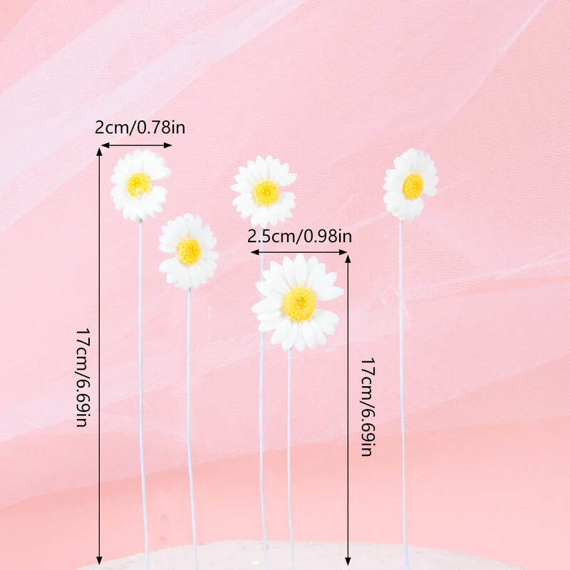 5 buc. flori colorate Topper pentru tort La mulți ani, ceramică moale, petrecere de aniversare, decorare desert pentru baby shower, consumabile pentru copt