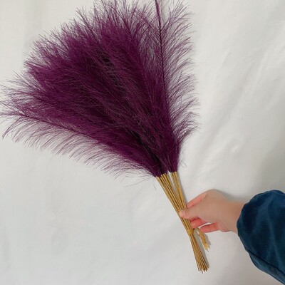 55CM 10PCS Fluffy Pampas Trava Boho Decor Lažna biljka Trska Simulacija vjenčanja Dekoracija doma Umjetno cvijeće