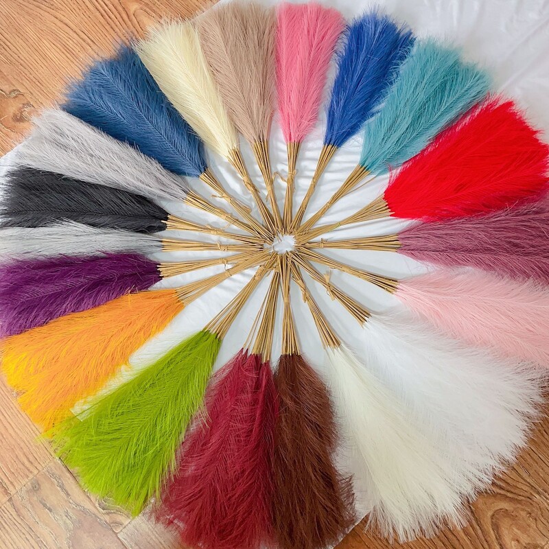 55CM 10PCS Fluffy Pampas Trava Boho Decor Lažna biljka Trska Simulacija vjenčanja Dekoracija doma Umjetno cvijeće