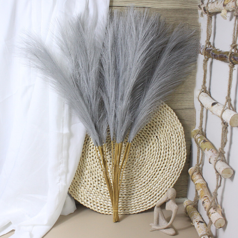 55CM 10PCS Fluffy Pampas Trava Boho Decor Lažna biljka Trska Simulacija vjenčanja Dekoracija doma Umjetno cvijeće