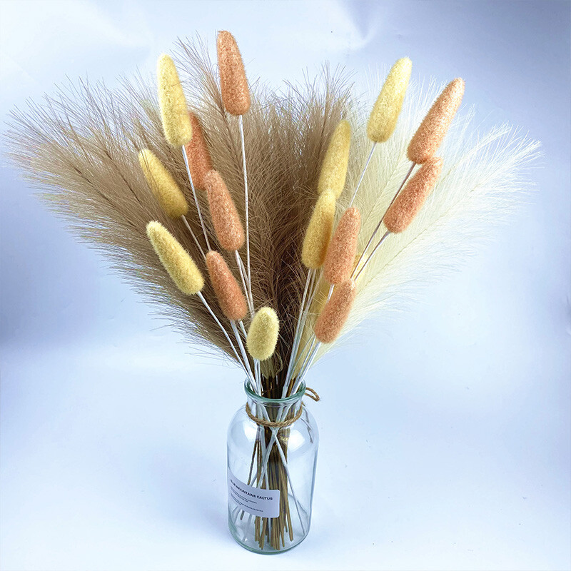 55CM 10PCS Fluffy Pampas Trava Boho Decor Lažna biljka Trska Simulacija vjenčanja Dekoracija doma Umjetno cvijeće