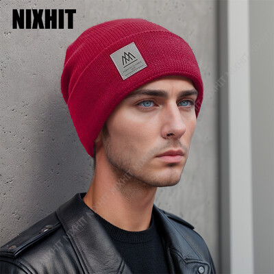 NIXHIT New Plus Velvet Thicken Knitted Beanie Warm Skullies Beanies Ανδρικά Καπέλο Πλεκτά Καπέλα Casual Riding για Άντρες Καπέλα Γυναικεία