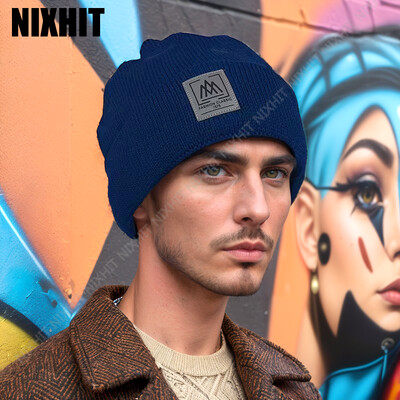 NIXHIT New Plus Velvet Thicken Knitted Beanie Warm Skullies Beanies Ανδρικά Καπέλο Πλεκτά Καπέλα Casual Riding για Άντρες Καπέλα Γυναικεία