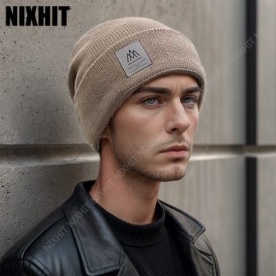 NIXHIT New Plus Velvet Thicken Knitted Beanie Warm Skullies Beanies Ανδρικά Καπέλο Πλεκτά Καπέλα Casual Riding για Άντρες Καπέλα Γυναικεία