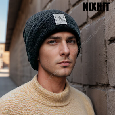 NIXHIT New Plus Velvet Thicken Knitted Beanie Warm Skullies Beanies Ανδρικά Καπέλο Πλεκτά Καπέλα Casual Riding για Άντρες Καπέλα Γυναικεία