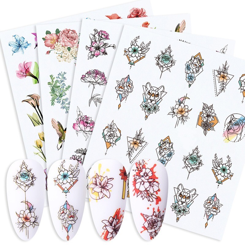 19 τμχ Αυτοκόλλητα Νερού για Νύχια Αυτοκόλλητα για Νύχια Επιγραφές Μανικιούρ συρόμενοι για Νύχια Σχέδιο αυτοκόλλητου καλοκαιρινού λουλουδιού