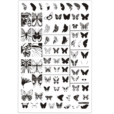 XMQ Nail Art Stamping Plates Πρότυπα λουλουδιών με σχέδια πεταλούδων