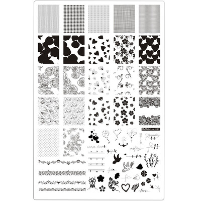 XMQ Nail Art Stamping Plates Πρότυπα λουλουδιών με σχέδια πεταλούδων