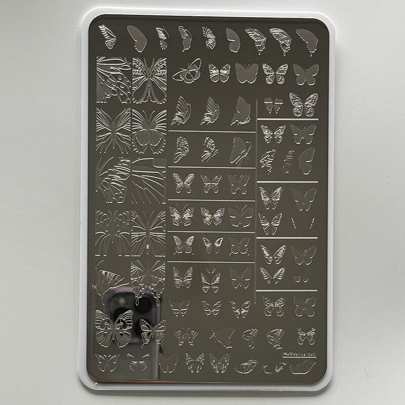 XMQ Nail Art Stamping Plates Πρότυπα λουλουδιών με σχέδια πεταλούδων