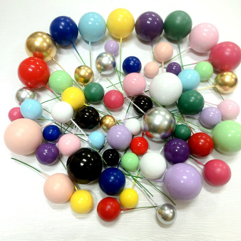 32 бр. / Комплект топка Декорация на торта Розово злато Перлени топки Мини шапка Пръчка топка от пяна за деца Сватбени декорации за рожден ден